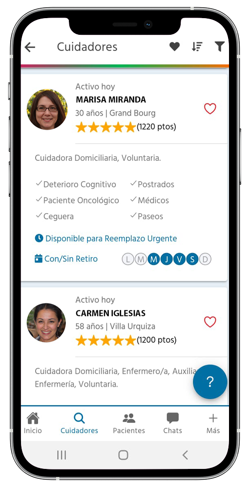 Perfil Cuidador Cuidarlos APP